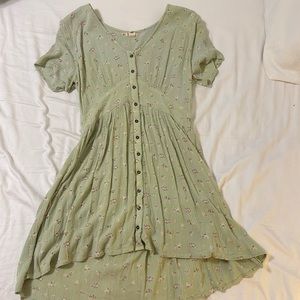 Green Billabong Dress with Pink Flower Print Size Large
